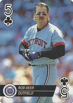 1993 Bicycle Aces Playing Cards #5♣ Rob Deer Front