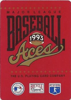 1993 Bicycle Aces Playing Cards #6♣ Mickey Tettleton Back