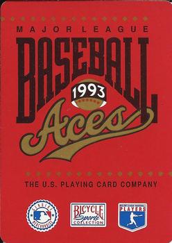 1993 Bicycle Aces Playing Cards #8♠ Mike Mussina Back