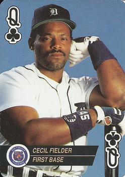 1993 Bicycle Aces Playing Cards #Q♣ Cecil Fielder Front