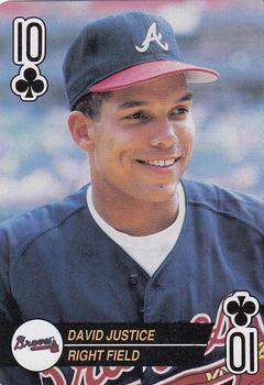 1994 Bicycle Aces Playing Cards #10♣ David Justice Front