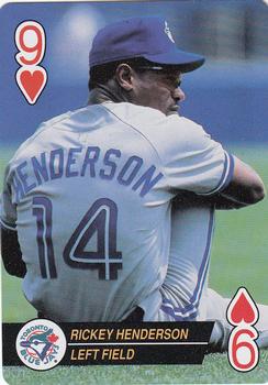 1994 Bicycle Aces Playing Cards #9♥ Rickey Henderson Front