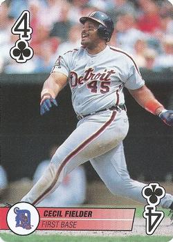 1995 Bicycle Aces Playing Cards #4♣ Cecil Fielder Front