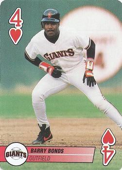 1995 Bicycle Aces Playing Cards #4♥ Barry Bonds Front
