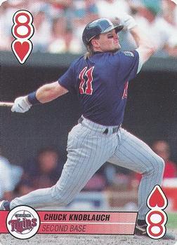 1995 Bicycle Aces Playing Cards #8♥ Chuck Knoblauch Front