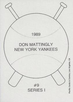 1989 Pacific Cards & Comics Series I (unlicensed) #9 Don Mattingly Back