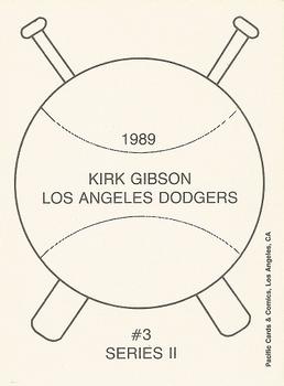 1989 Pacific Cards & Comics Series II (unlicensed) #3 Kirk Gibson Back