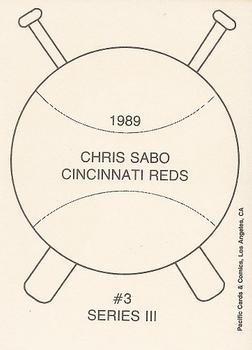 1989 Pacific Cards & Comics Series III (unlicensed) #3 Chris Sabo Back