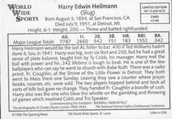 1986 Conlon World Wide Sports Series 1 #42 Harry Heilmann Back