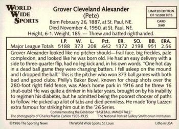 1986 Conlon World Wide Sports Series 1 #3 Grover Cleveland Alexander Back