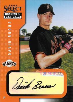 2002 Select Rookies & Prospects #26 David Brous Front