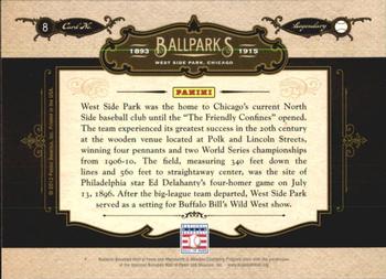 2012 Panini Cooperstown - Ballparks #8 West Side Park Back