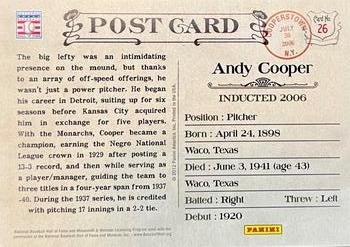 2012 Panini Cooperstown - Bronze History #26 Andy Cooper Back