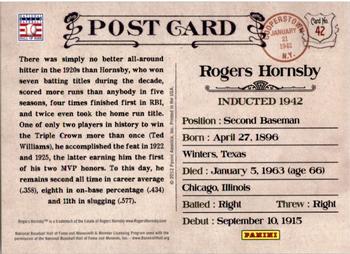 2012 Panini Cooperstown - Bronze History #42 Rogers Hornsby Back