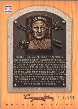 2012 Panini Cooperstown - Bronze History #68 Herb Pennock Front