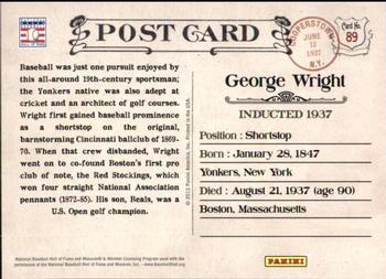 2012 Panini Cooperstown - Bronze History #89 George Wright Back