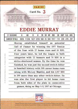 2012 Panini Cooperstown - Credentials #3 Eddie Murray Back