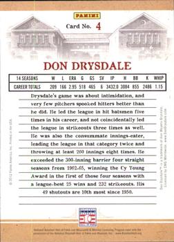 2012 Panini Cooperstown - Credentials #4 Don Drysdale Back