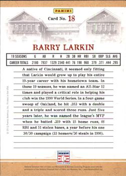 2012 Panini Cooperstown - Credentials #18 Barry Larkin Back
