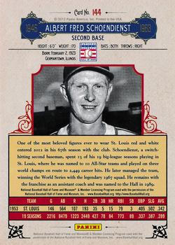 2012 Panini Cooperstown - Crystal Collection #144 Red Schoendienst Back