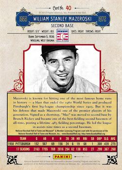 2012 Panini Cooperstown - Crystal Collection #40 Bill Mazeroski Back