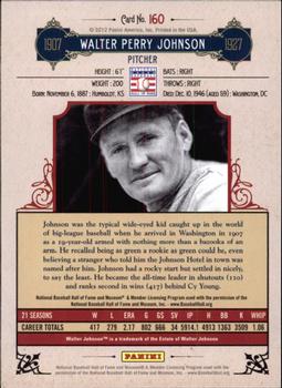 2012 Panini Cooperstown - Crystal Collection #160 Walter Johnson Back