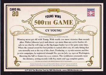 2012 Panini Cooperstown - Famous Moments #20 Cy Young Back