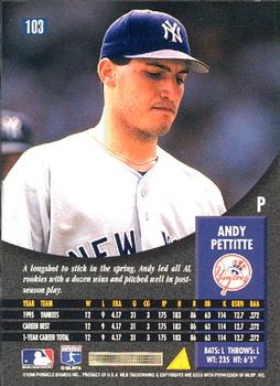 1996 Pinnacle #103 Andy Pettitte Back