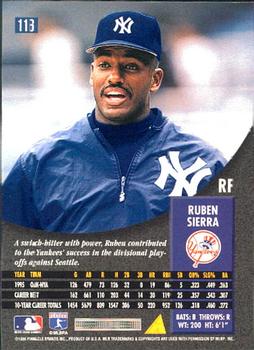 1996 Pinnacle #116 Ruben Sierra Back