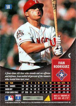 1996 Pinnacle #59 Ivan Rodriguez Back
