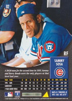 1996 Pinnacle #92 Sammy Sosa Back
