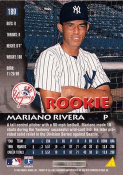 1996 Pinnacle #189 Mariano Rivera Back