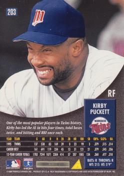 1996 Pinnacle #203 Kirby Puckett Back