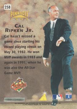 1996 Pinnacle #258 Cal Ripken Jr. Back