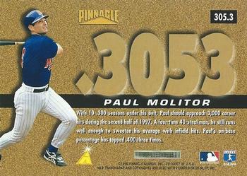 1996 Pinnacle #305.3 Paul Molitor Back