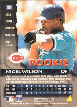 1996 Pinnacle #186 Nigel Wilson Back