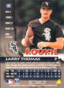 1996 Pinnacle #192 Larry Thomas Back