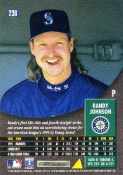 1996 Pinnacle #236 Randy Johnson Back