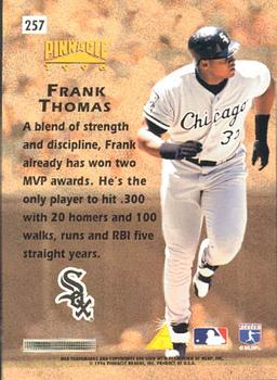 1996 Pinnacle #257 Frank Thomas Back