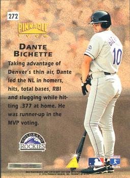1996 Pinnacle #272 Dante Bichette Back