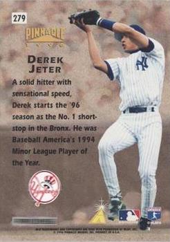 1996 Pinnacle #279 Derek Jeter Back