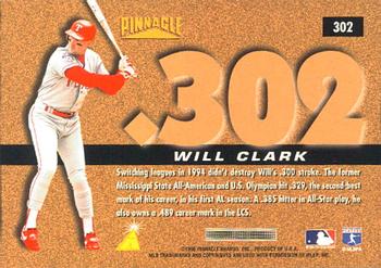 1996 Pinnacle #302 Will Clark Back