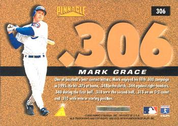 1996 Pinnacle #306 Mark Grace Back