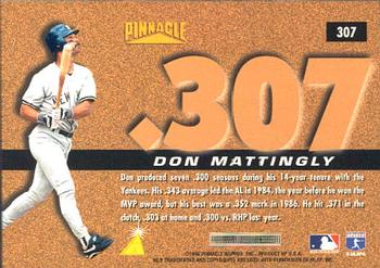 1996 Pinnacle #307 Don Mattingly Back