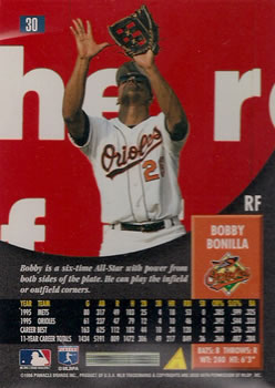 1996 Pinnacle #30 Bobby Bonilla Back