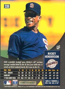 1996 Pinnacle #338 Rickey Henderson Back