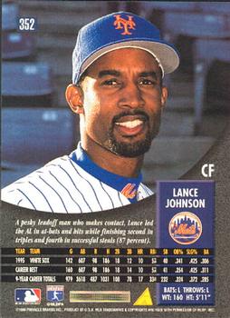 1996 Pinnacle #352 Lance Johnson Back