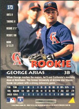 1996 Pinnacle #373 George Arias Back