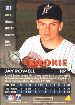 1996 Pinnacle #381 Jay Powell Back