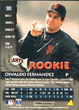 1996 Pinnacle #382 Osvaldo Fernandez Back